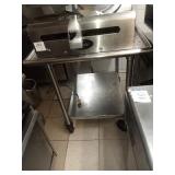 SS TABLE ON WHEELS 36" X 30" X 35"