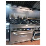 BAKERS PRIDE 6 BURNER GAS RANGE WITH OVEN