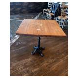 31" X 32" WOOD TOP TABLES WITH CAST IRON BASES