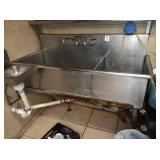 2 COMP SINK 57" WITH SS SHELVES - NO LEGS - AS IS