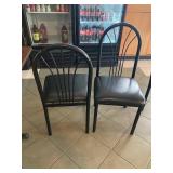 BLACK METAL CHAIRS WITH BLACK CUSHIONS