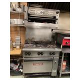 VULCAN 6 BURNER GAS RANGE WITH OVEN & SALAMANDER