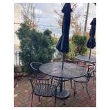 OUTDOOR DINING SET - 1 TABLE 3 CHAIRS 1 UMBRELLA
