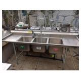 ADVANCE TABCO 3 COMP SINK WITH SPRAY 93" X 28"