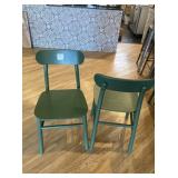 GREEN WOOD METAL BASE CHAIRS