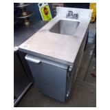 SS CABINET WITH SINK - AS IS MISSING LEG 18" X 32"