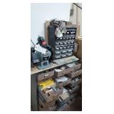 DELTA BENCH GRINDER & CONTENTS OF CABINET