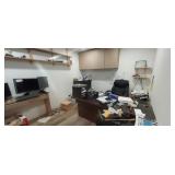 LOT DESK & CHAIR & ALL CABINETS IN OFFICE