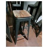 BACKLESS METAL STOOLS WOOD SEATS