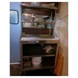 SS COFFEE STAND WITH OVERSHELF 36" X 34" ON WHEELS