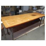 BUTCHER BLOCK TOP WORK TABLE 103" X 36" X 35"