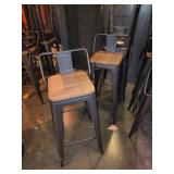 METAL FRAME WOOD SEAT STOOLS