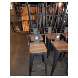 LOWBACK METAL FRAME WOOD SEAT STOOLS