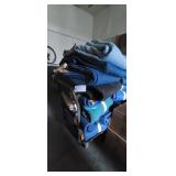 LOT APPROX 50 PACKING BLANKETS & CART