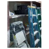 LOT SHELVING WITH CONTENTS & 3 LADDERS