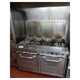 BAKERS PRIDE 10 BURNER GAS RANGE WITH 2 OVENS