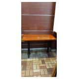 48" X 27-1/2" WOOD TOP TABLES DOUBLE BASE