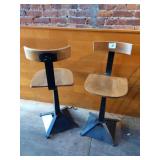HEAVY DUTY METAL FRAME WOOD SEAT STOOLS