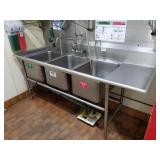 3 COMP SINK WITH DRAINBOARD & SPRAYER 82" X 31"