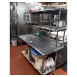 60" X 24" SS TABLE WITH OVERSHELF - NO CONTENTS