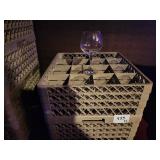 LOT 26 CHABLIS GLASSES WITH 2 GLASS RACKS