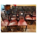 BLACK FRAME RED CUSHION CHAIRS