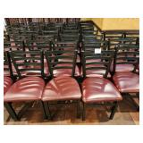 BLACK FRAME RED CUSHION CHAIRS