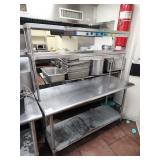 60" X 24" SS TABLE WITH DOUBLE OVERSHELF