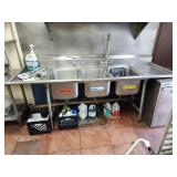 3 COMP SS SINK 96" X 32.5" X 44" TALL