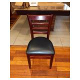 WOOD FRAME BLACK CUSHION SEAT CHAIRS