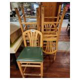 STOOLS WOOD FRAME GREEN SEAT