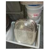 LOT OF 13 SILVER PLATED TRAYS 19" X 23"