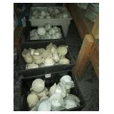 BIN OF COFFEE CUPS & CERAMIC POURERS