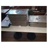 LOT OF 14 SS PANS WITH LIDS