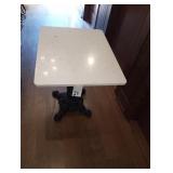 CARRARA QUARTZ TABLE PIETA CAST IRON BASE 24X30