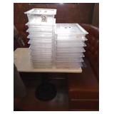 LOT OF 18 PLASTIC BINS & LIDS