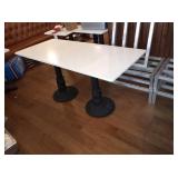CARRARA QUARTZ TABLE TOP 2 EMILINE CAST IRON BASES