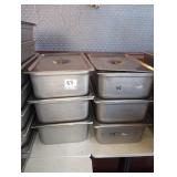 LOT OF 6 SS PANS WITH COVERS