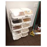 LOT OF 10 SMALL INGREDIENT BINS 12" X 12"