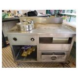4 FT SS TABLE WITH STEAM TABLE & BREAD DRAWER