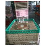 LOT OF 14 STEM GLASSES WITH RACK