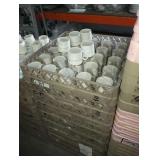 RACKS OF COFFEE CUPS WITH GOLD TRIM