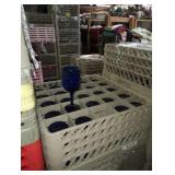 RACKS OF BLUE WINE GLASSES
