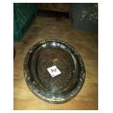 LOT OF 7 SILVER PLATED OVAL FANCY TRAYS 16"