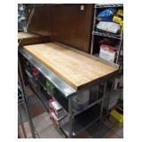 72" X 30" SS TABLE WITH BACKSPLASH & BUTCHER BLOCK