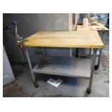 48" X 30" BUTCHER BLOCK TABLE WITH CAN OPENER