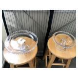 GLASS CAKE STANDS (2) 10" X 4" (1) 8" X 4"
