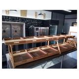 WOOD DISPLAY RACK 84" X 23" X 15" TALL WITH TRAYS