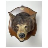 Black Bear Head Mount on Wooden Shield Plaque