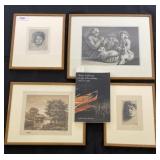 Arpad Gerster and Hungarian Framed Etchings - 4pcs